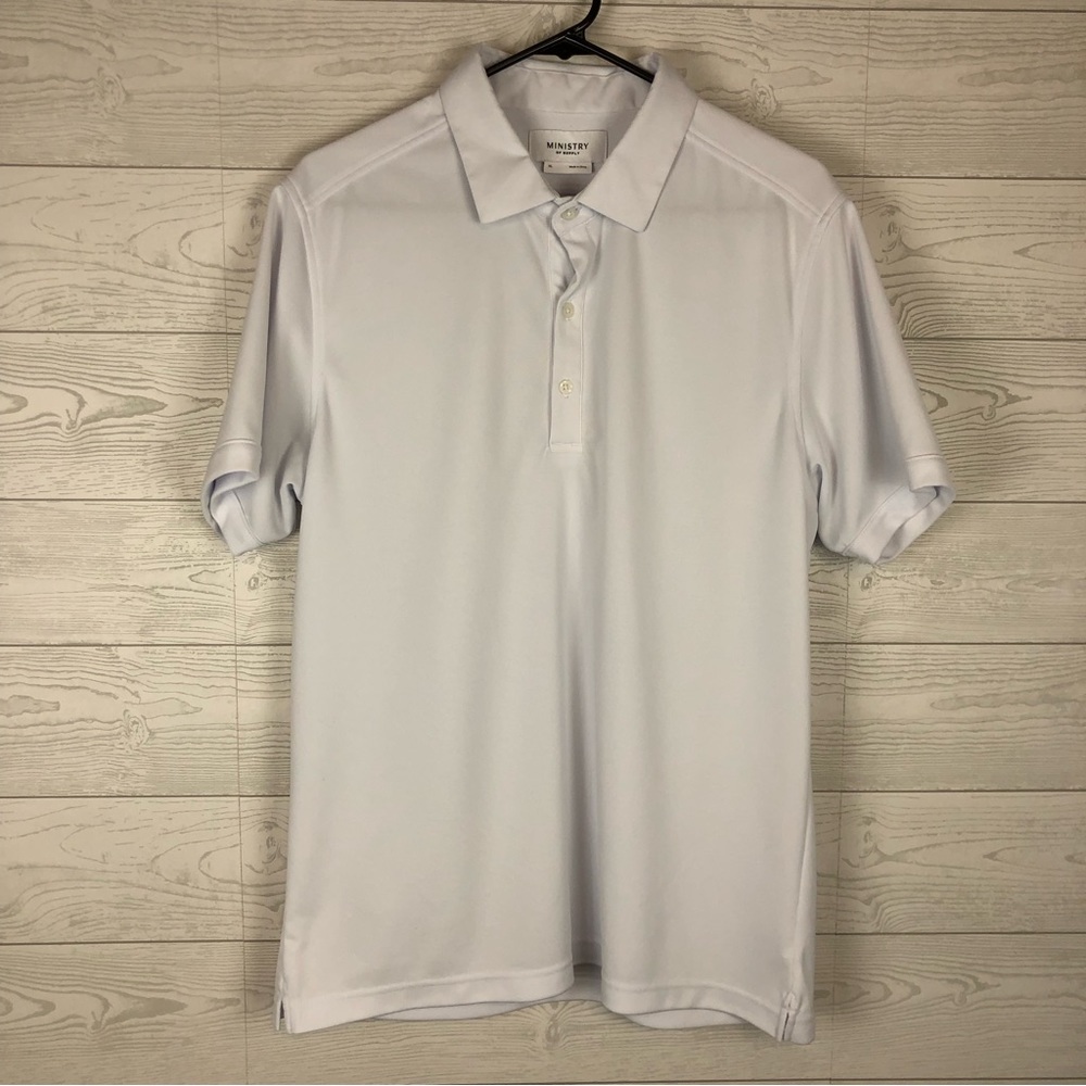 MINISTRY OF SUPPLY WHITE SHORT SLEEVE POLO SHIRT MENS XL